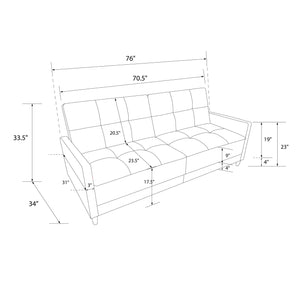 DHP Andora Futon Sofa Bed - Camel Faux Leather