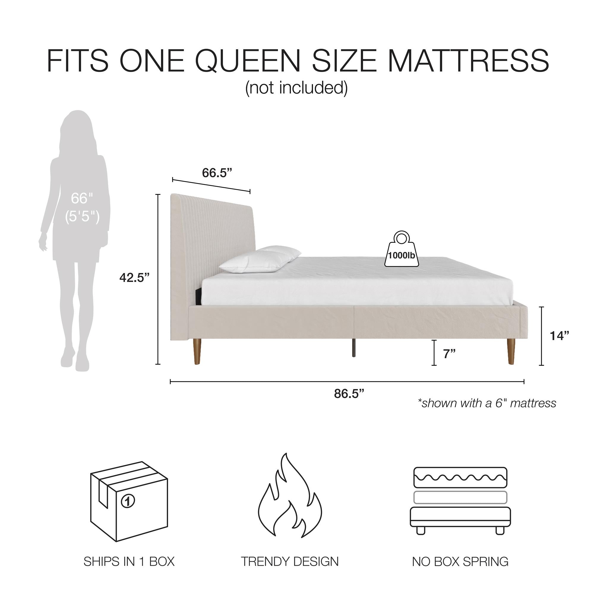 Mr. Kate Daphne Upholstered Bed - Ivory - Queen