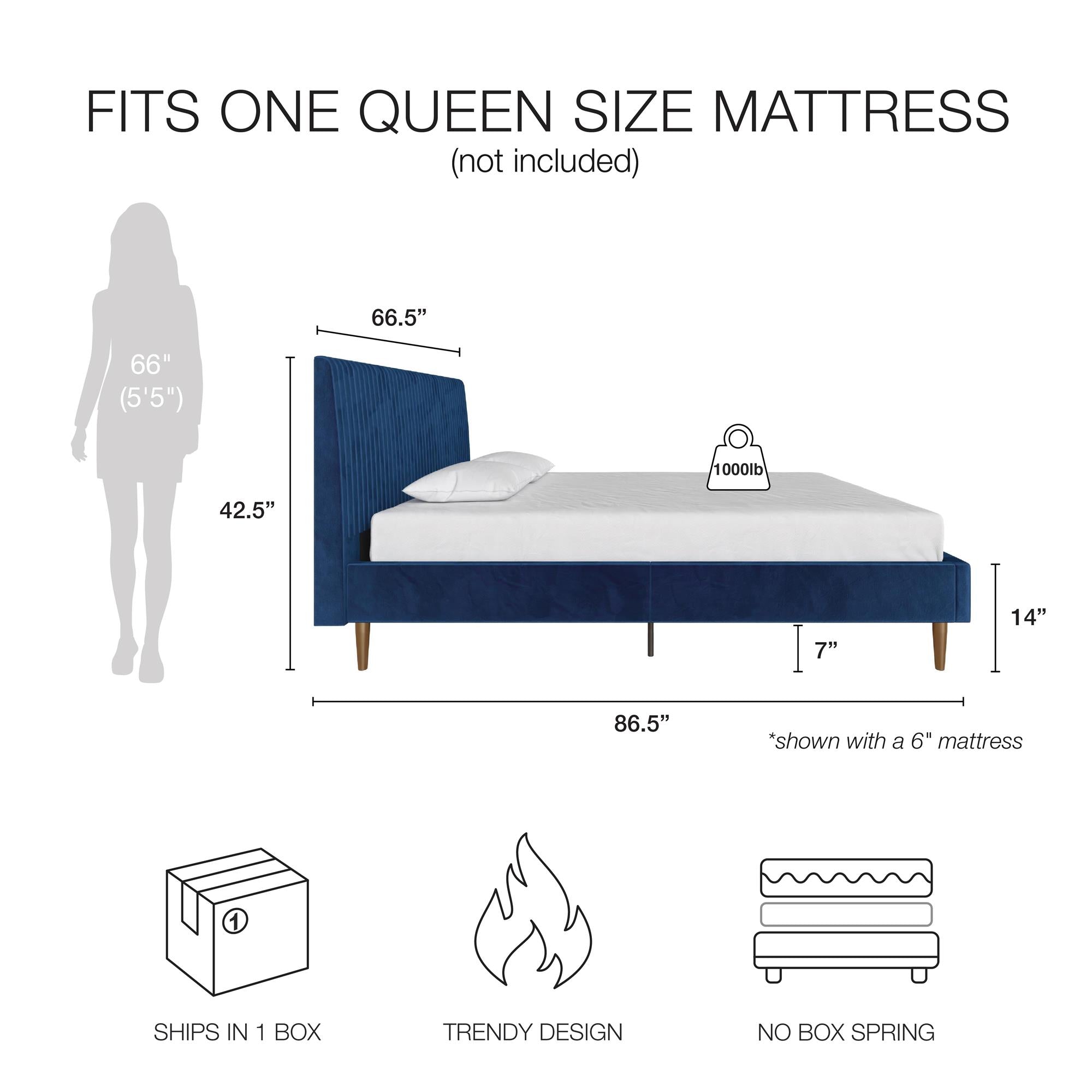 Mr. Kate Daphne Upholstered Bed - Blue - Queen