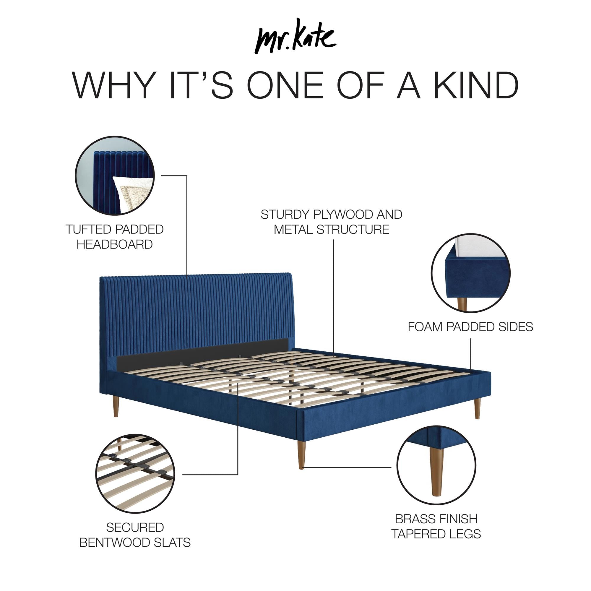 Mr. Kate Daphne Upholstered Bed - Blue - King