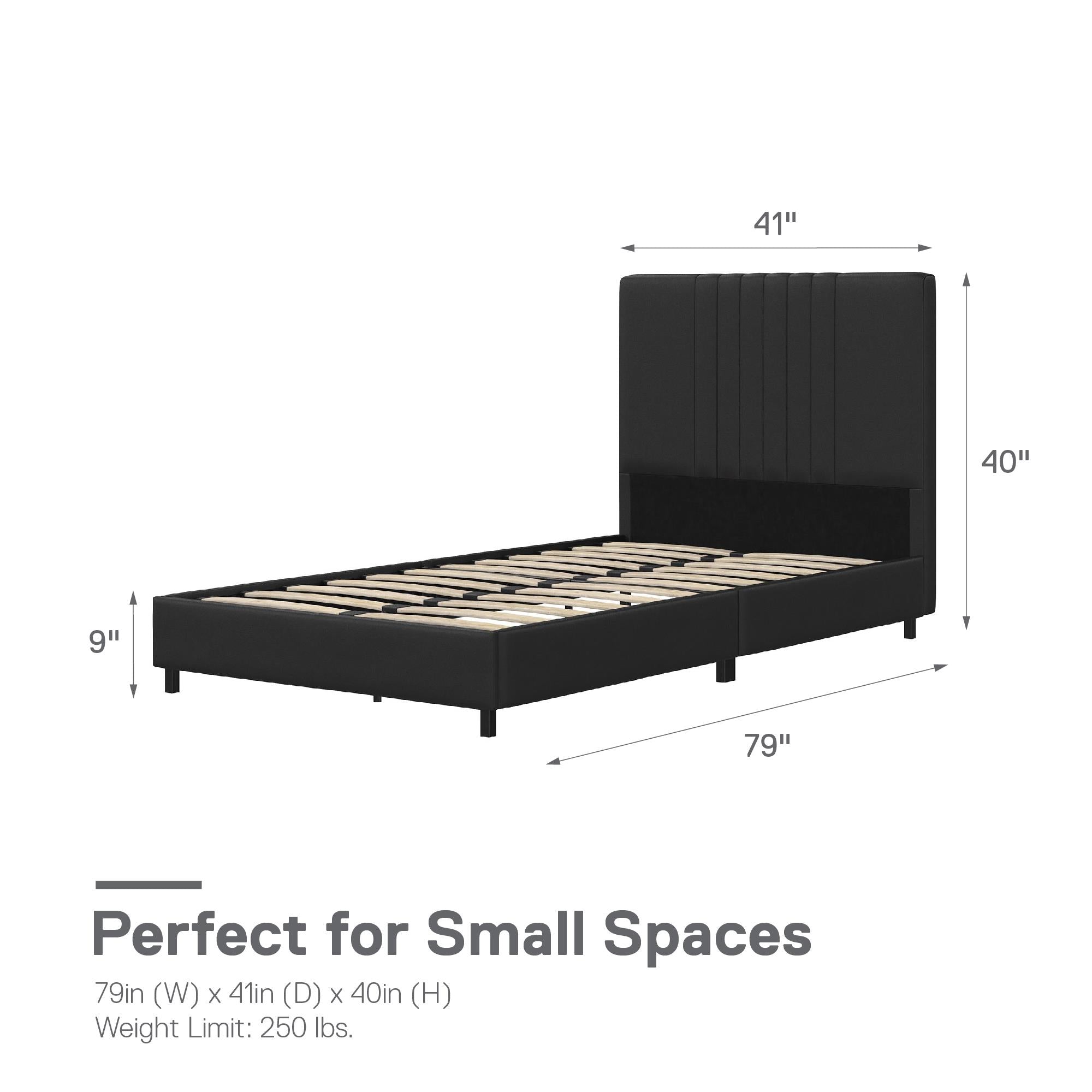 RealRooms Rio Upholstered Bed - Black - Twin