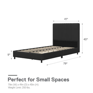 RealRooms Rio Upholstered Bed - Black - Twin