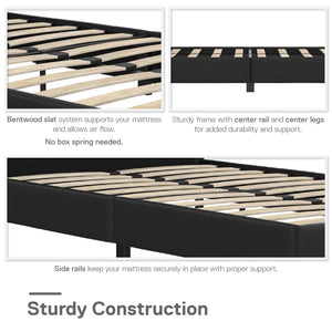 RealRooms Rio Upholstered Bed - Black - Twin