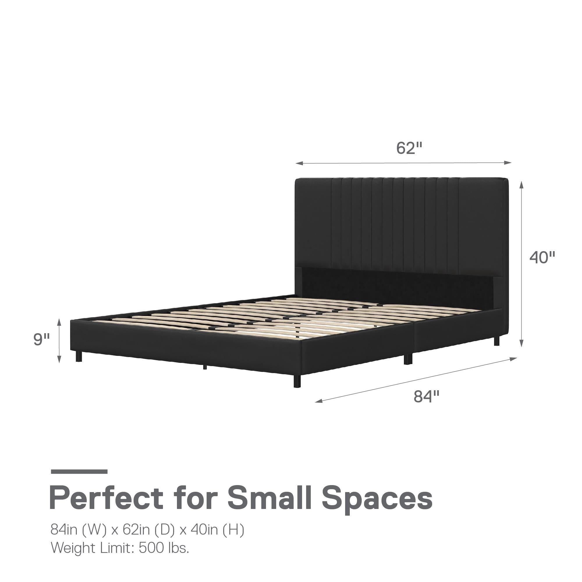 RealRooms Rio Upholstered Bed - Black - Queen