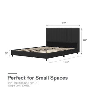 RealRooms Rio Upholstered Bed - Black - Queen