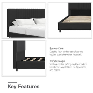 RealRooms Rio Upholstered Bed - Black - Queen