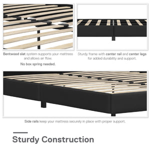 RealRooms Rio Upholstered Bed - Black - Queen