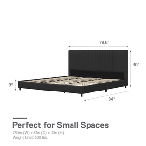 RealRooms Rio Upholstered Bed - Black - King