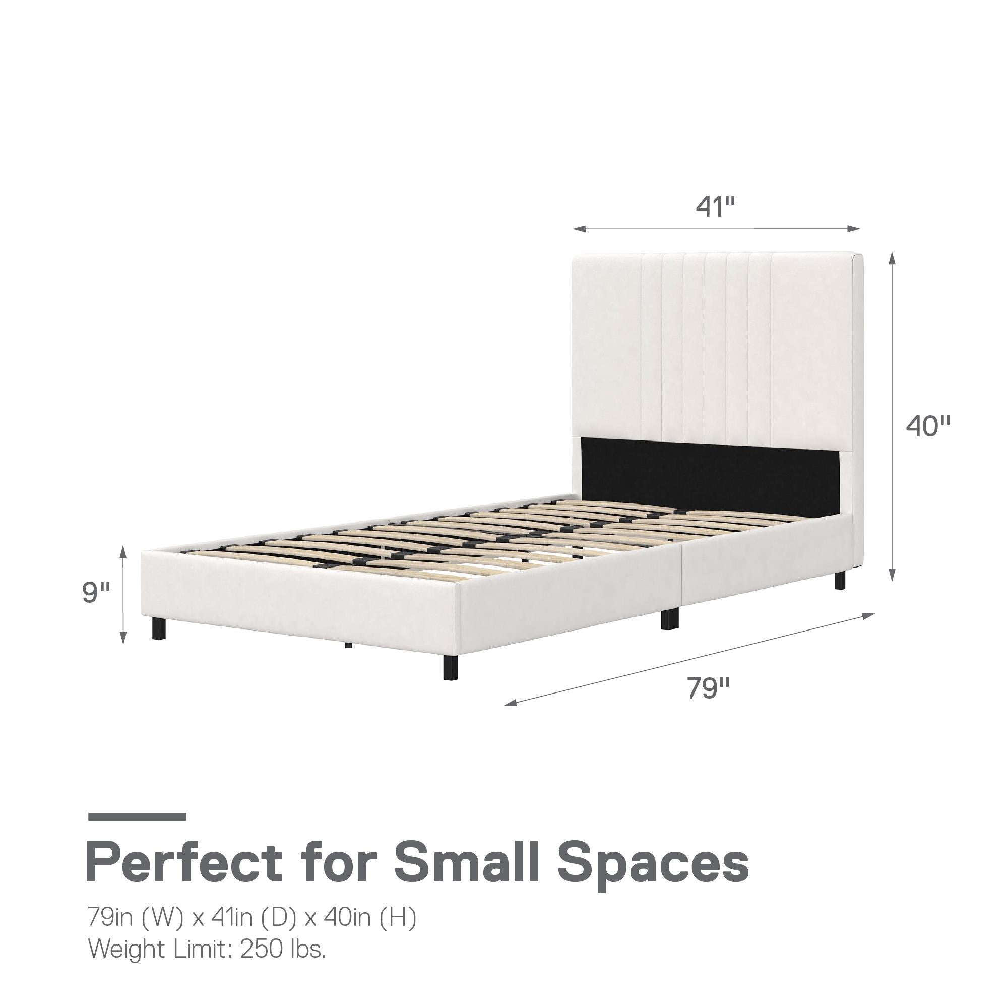 RealRooms Rio Upholstered Bed - White - Twin