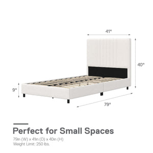 RealRooms Rio Upholstered Bed - White - Twin