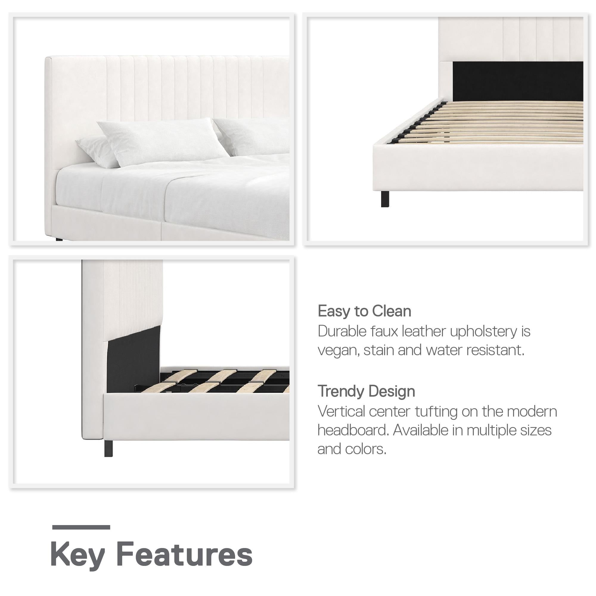 RealRooms Rio Upholstered Bed - White - Full