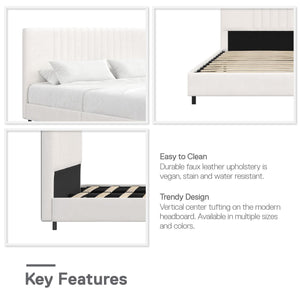 RealRooms Rio Upholstered Bed - White - Full