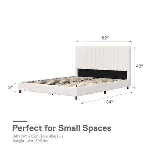 RealRooms Rio Upholstered Bed - White - Queen