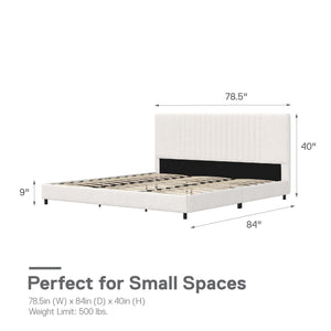 RealRooms Rio Upholstered Bed - White - King