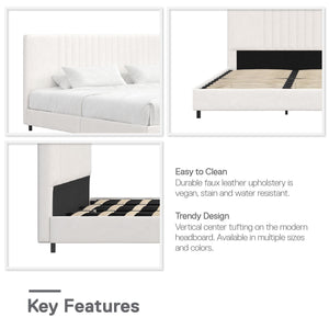 RealRooms Rio Upholstered Bed - White - King