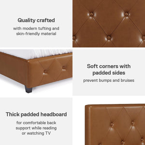 DHP Dakota Upholstered Bed Frame - Camel Faux Leather - Twin