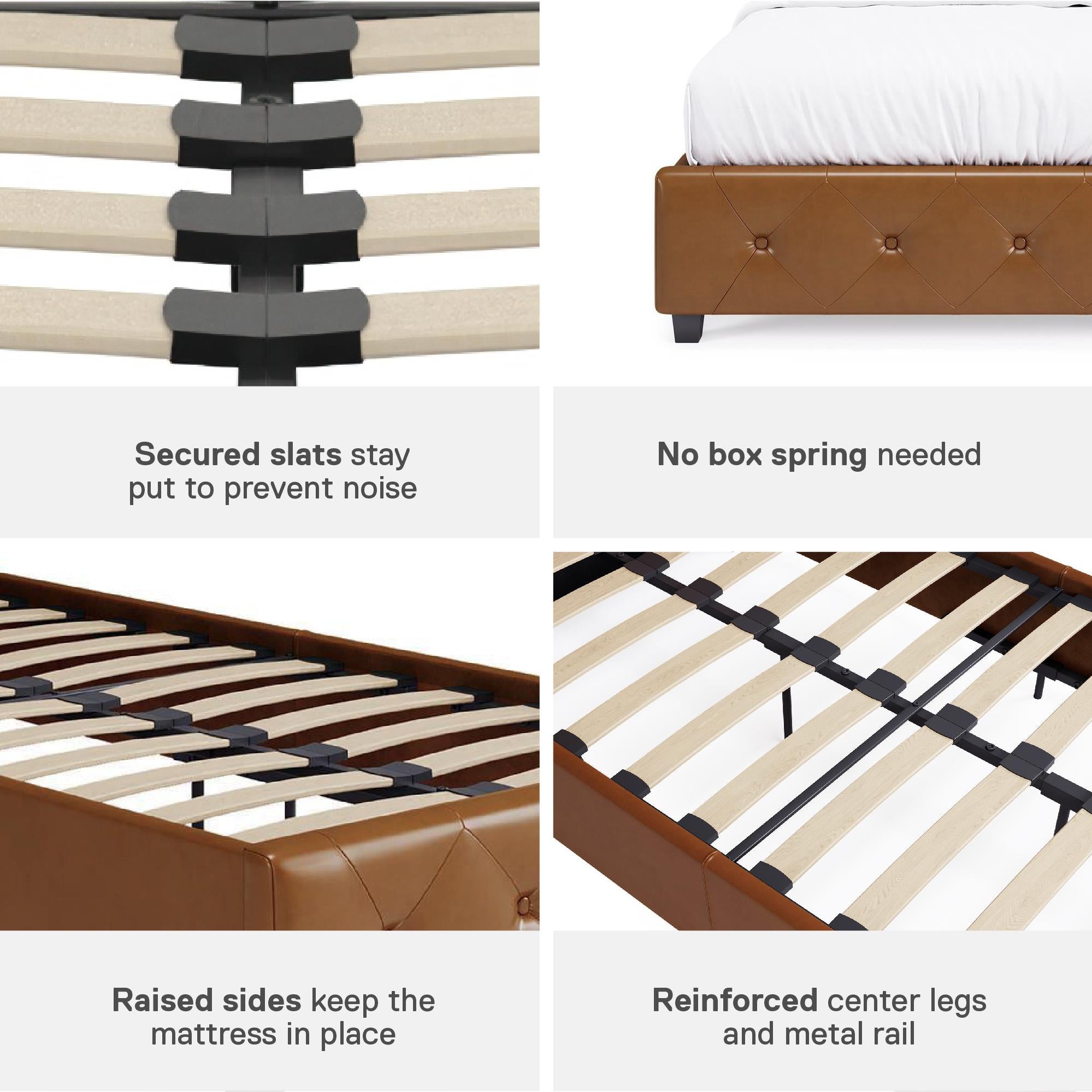 DHP Dakota Upholstered Bed Frame - Camel Faux Leather - Twin