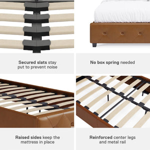 DHP Dakota Upholstered Bed Frame - Camel Faux Leather - Twin