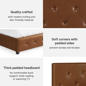 DHP Dakota Upholstered Bed Frame - Camel Faux Leather - King
