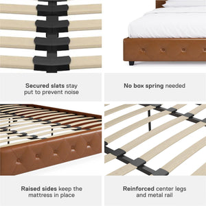 DHP Dakota Upholstered Bed Frame - Camel Faux Leather - King