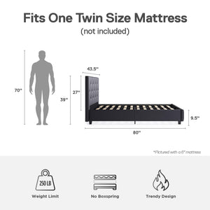 DHP Dakota Upholstered Bed Frame - Gray - Twin