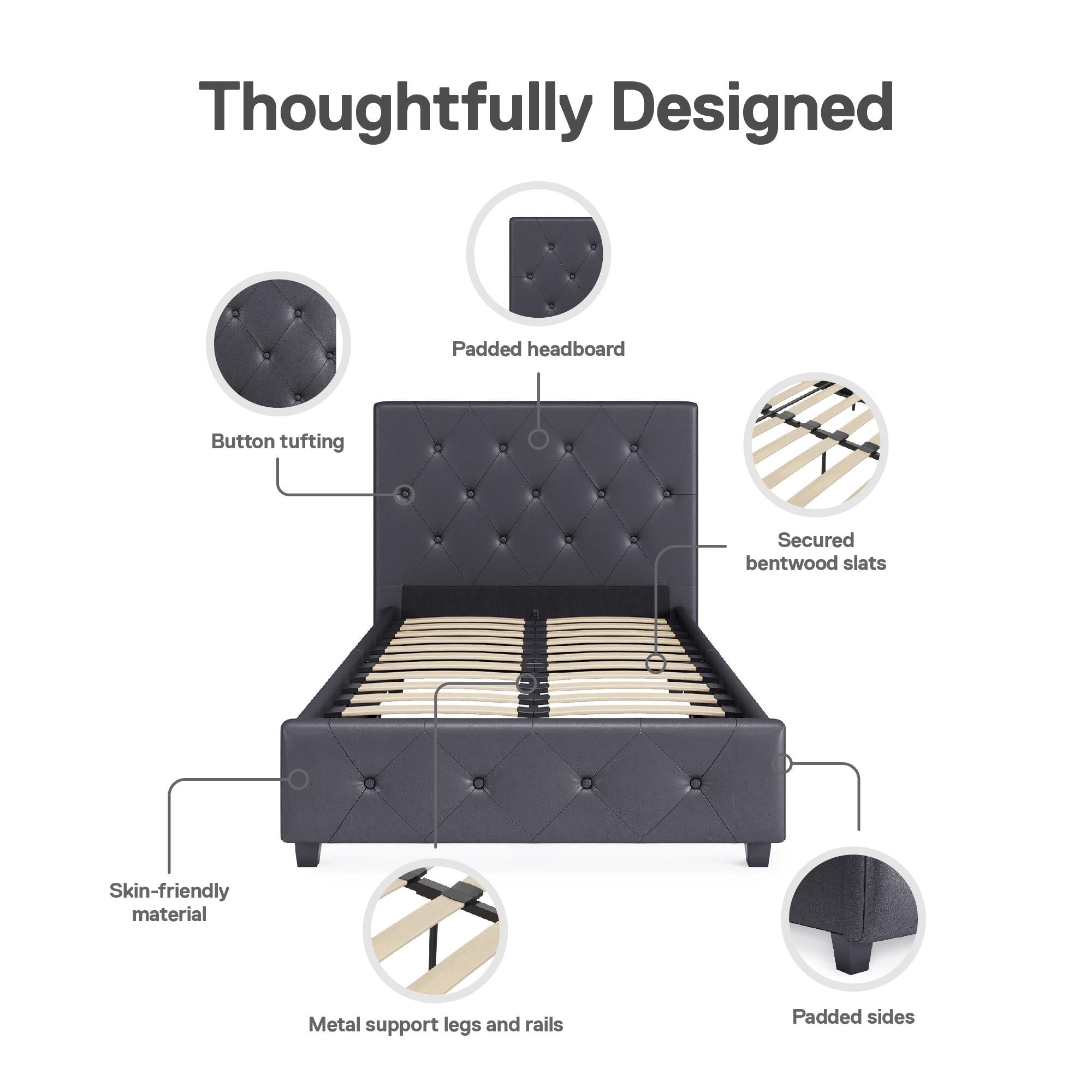 DHP Dakota Upholstered Bed Frame - Gray - Twin