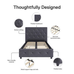 DHP Dakota Upholstered Bed Frame - Gray - Twin