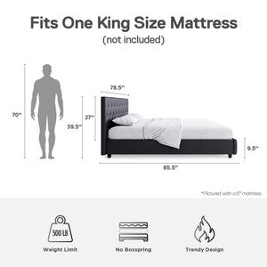 DHP Dakota Upholstered Bed Frame - Gray - King