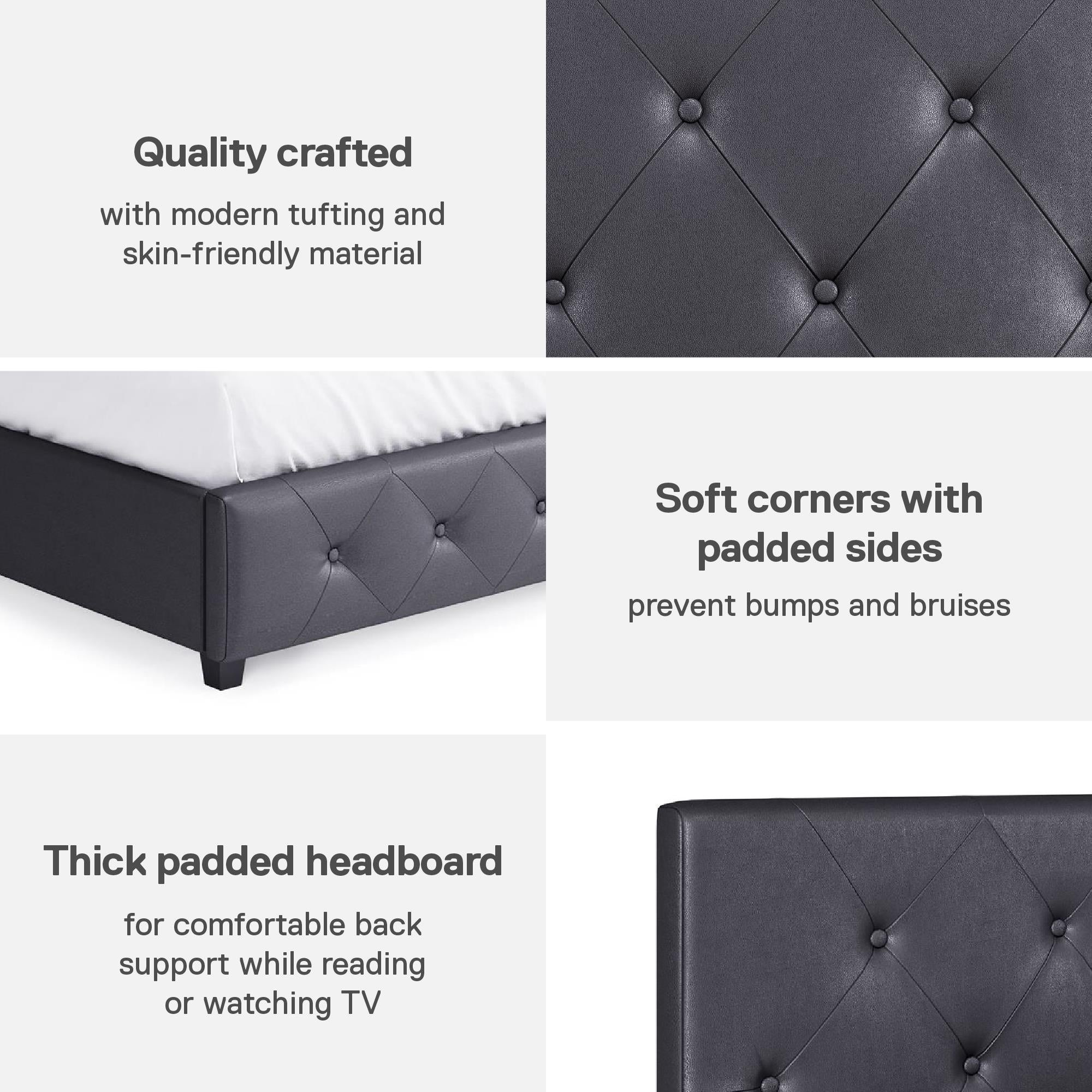 DHP Dakota Upholstered Bed Frame - Gray - King