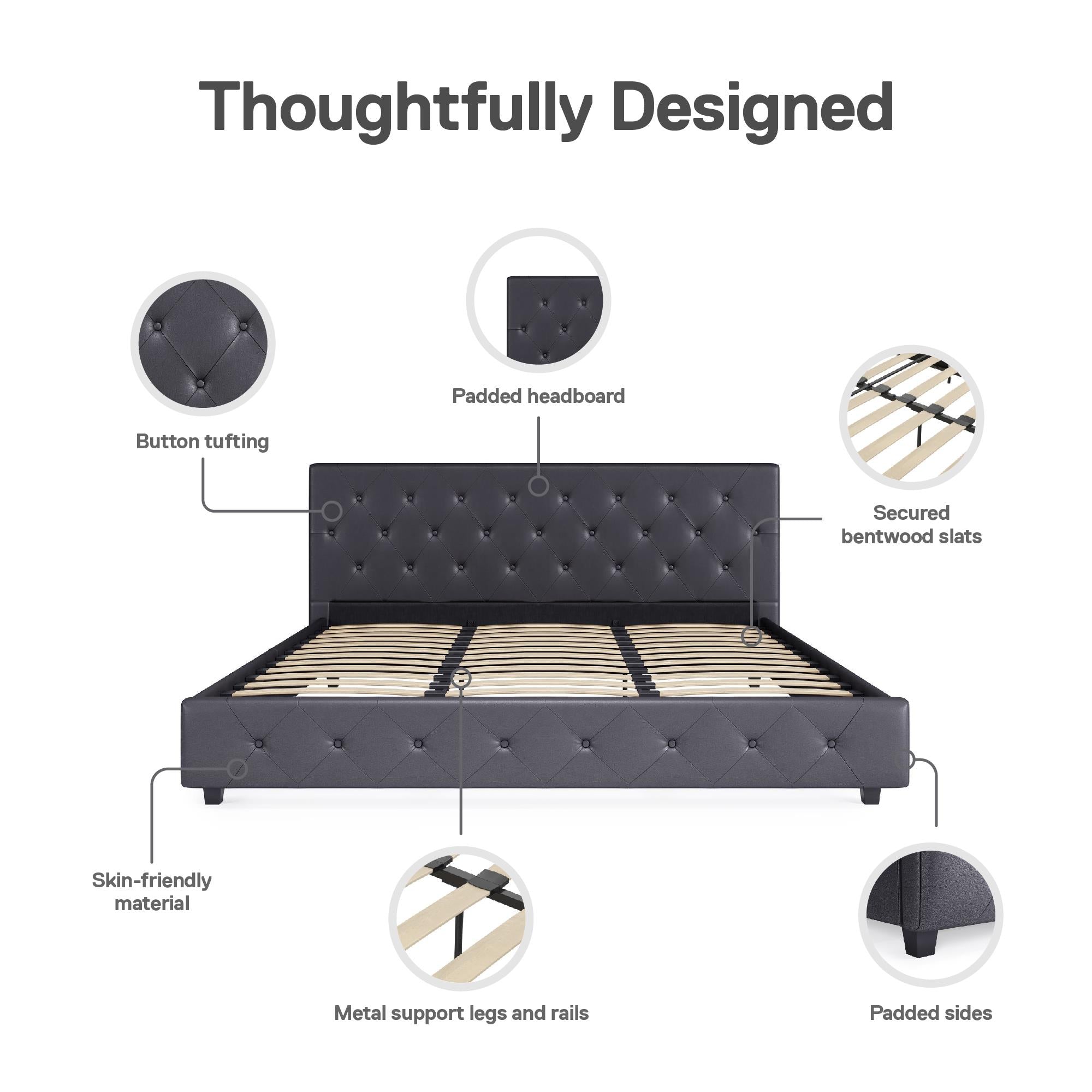 DHP Dakota Upholstered Bed Frame - Gray - King