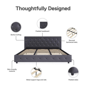 DHP Dakota Upholstered Bed Frame - Gray - King
