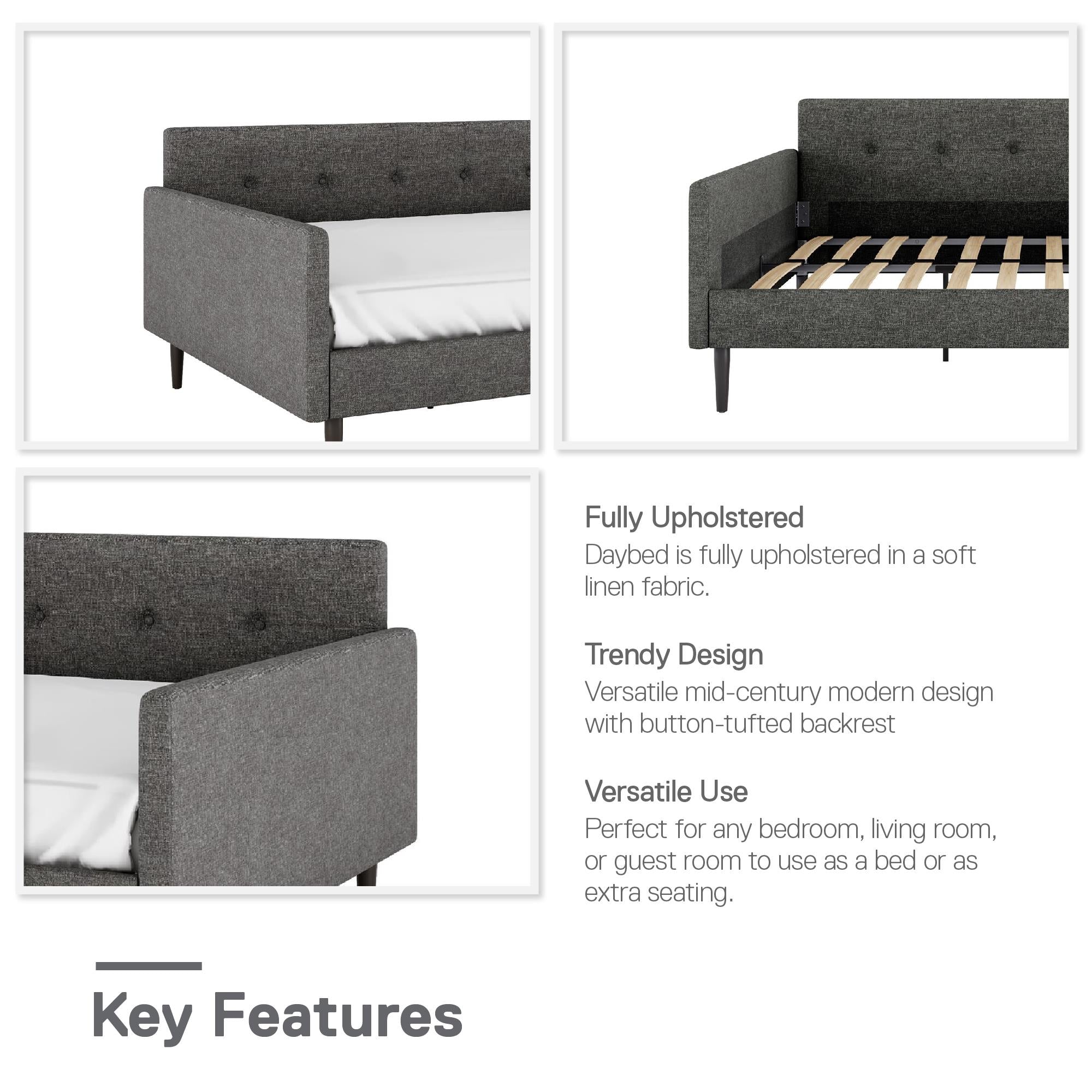 DHP Wimberly Upholstered Daybed - Gray - Full