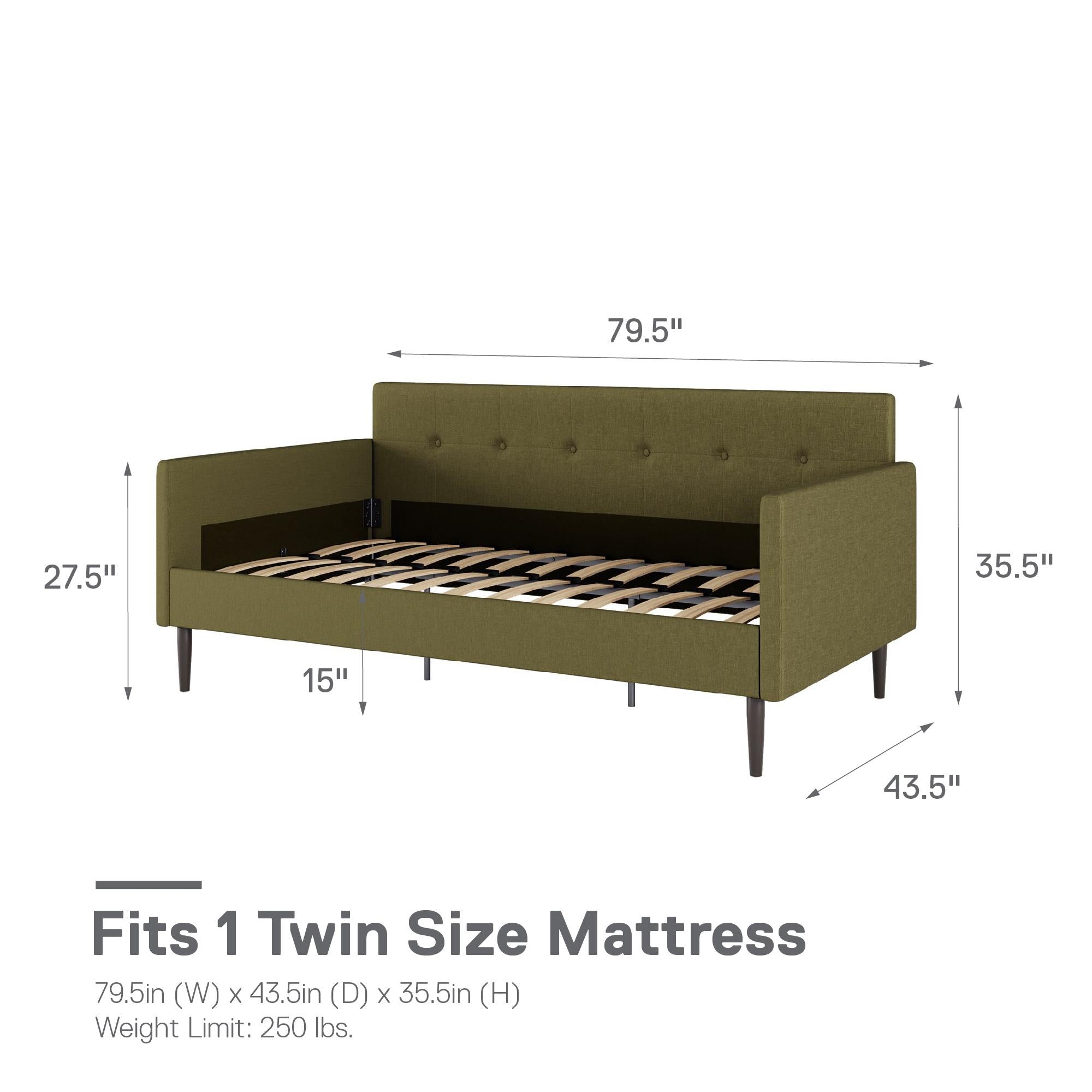 DHP Wimberly Upholstered Daybed - Olive Green - Twin