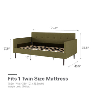 DHP Wimberly Upholstered Daybed - Olive Green - Twin