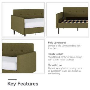DHP Wimberly Upholstered Daybed - Olive Green - Twin