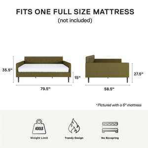 DHP Wimberly Upholstered Daybed - Olive Green - Full