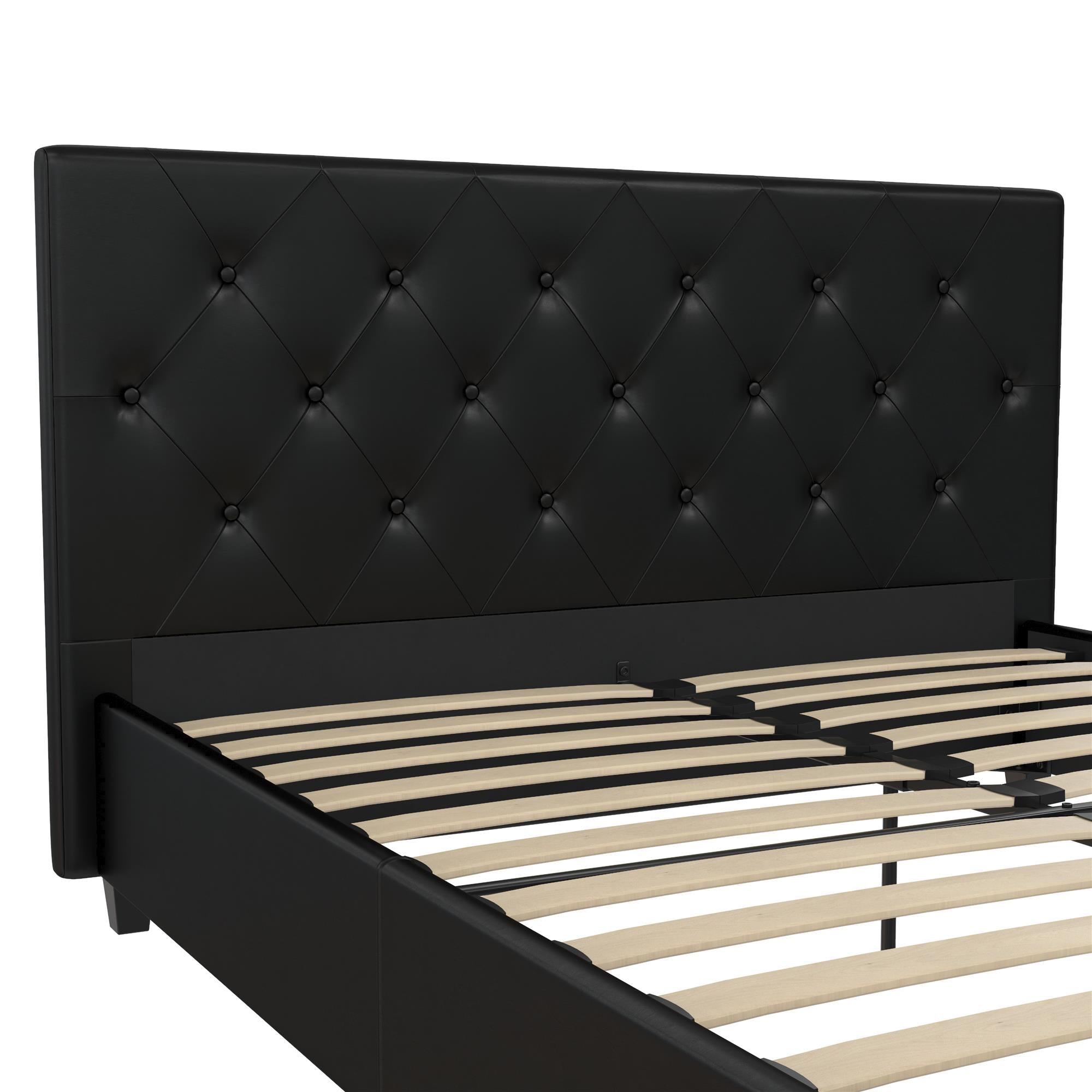 DHP Dakota Upholstered Bed Frame - Black Faux Leather - Full