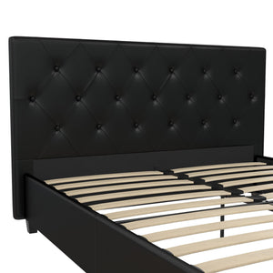 DHP Dakota Upholstered Bed Frame - Black Faux Leather - Full