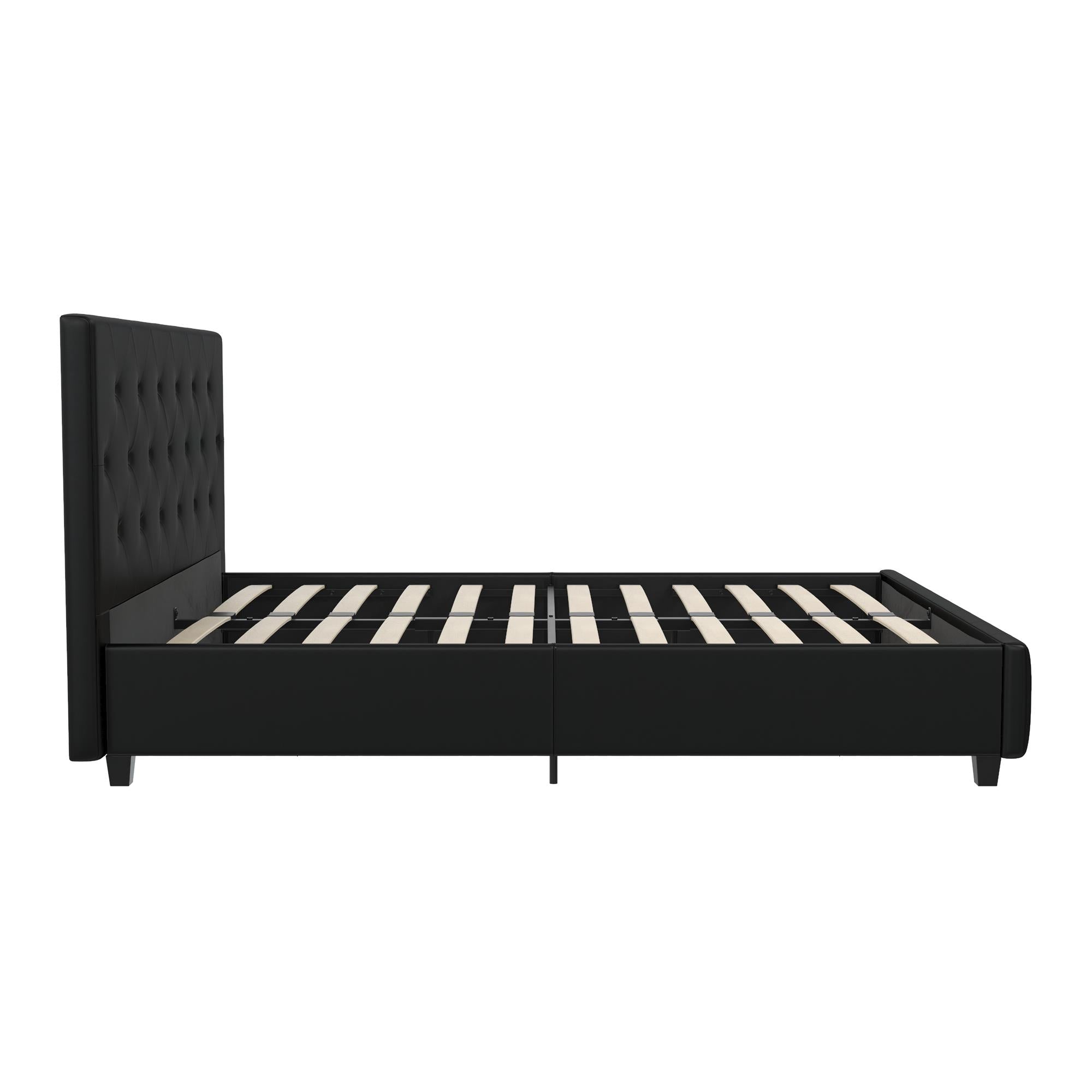 DHP Dakota Upholstered Bed Frame - Black Faux Leather - Queen