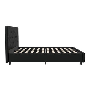 DHP Dakota Upholstered Bed Frame - Black Faux Leather - Queen