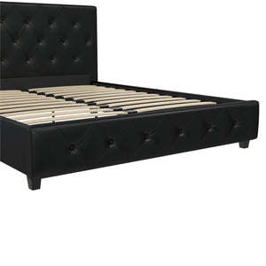 DHP Dakota Upholstered Bed Frame - Black Faux Leather - Queen