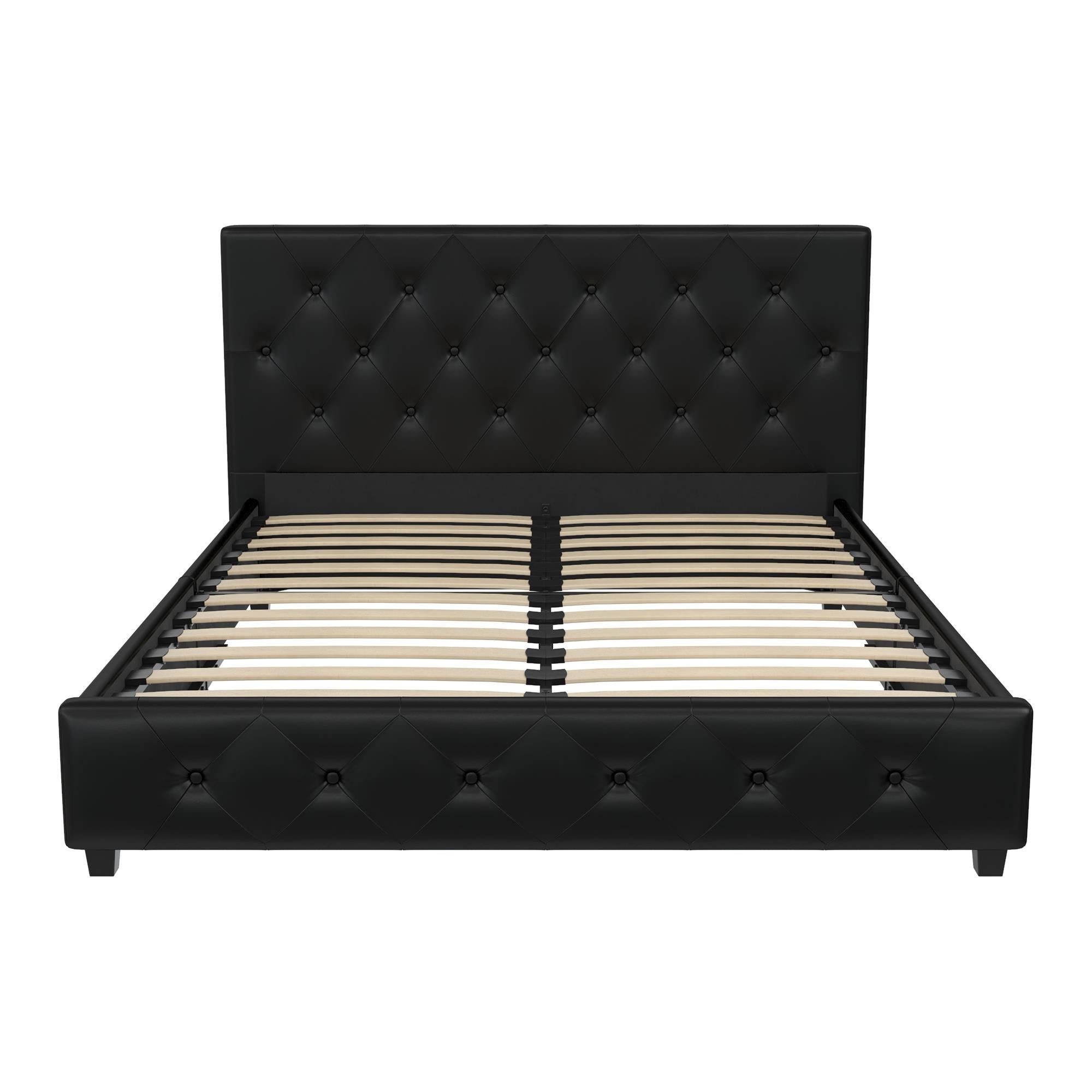 DHP Dakota Upholstered Bed Frame - Black Faux Leather - Queen