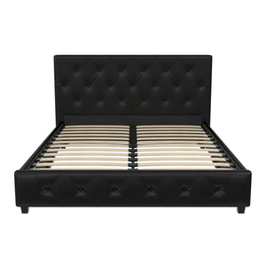 DHP Dakota Upholstered Bed Frame - Black Faux Leather - Queen