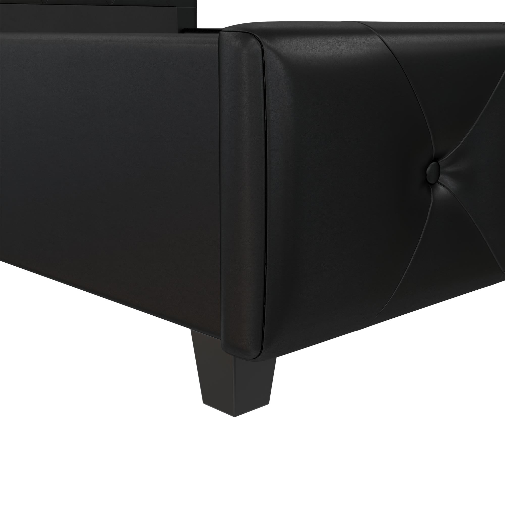 DHP Dakota Upholstered Bed Frame - Black Faux Leather - Queen