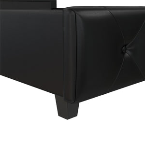 DHP Dakota Upholstered Bed Frame - Black Faux Leather - Queen