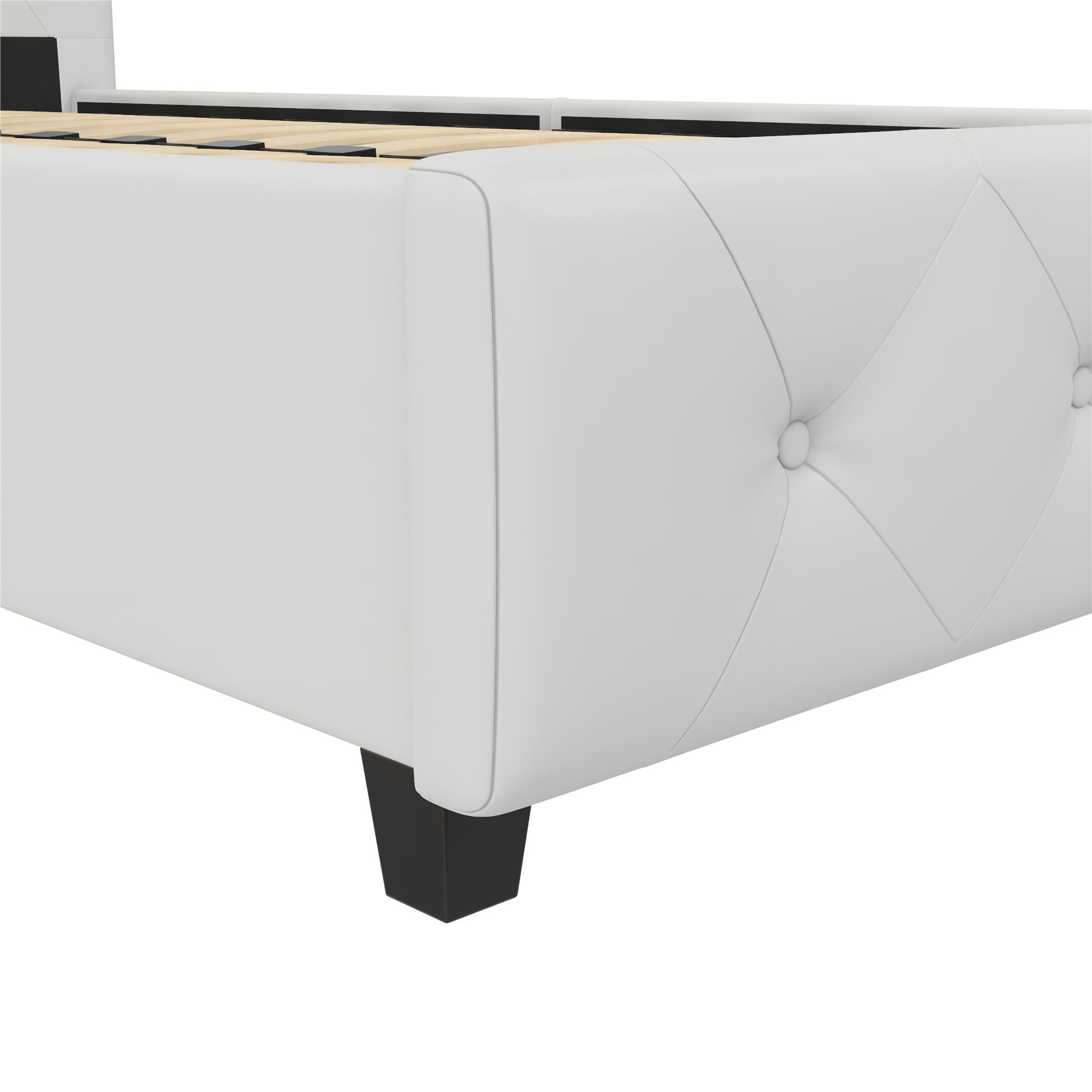 DHP Dakota Upholstered Bed Frame - White Faux leather - Twin