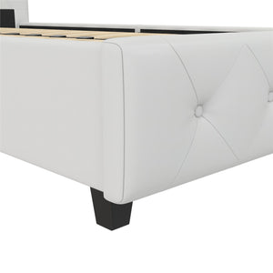 DHP Dakota Upholstered Bed Frame - White Faux leather - Twin