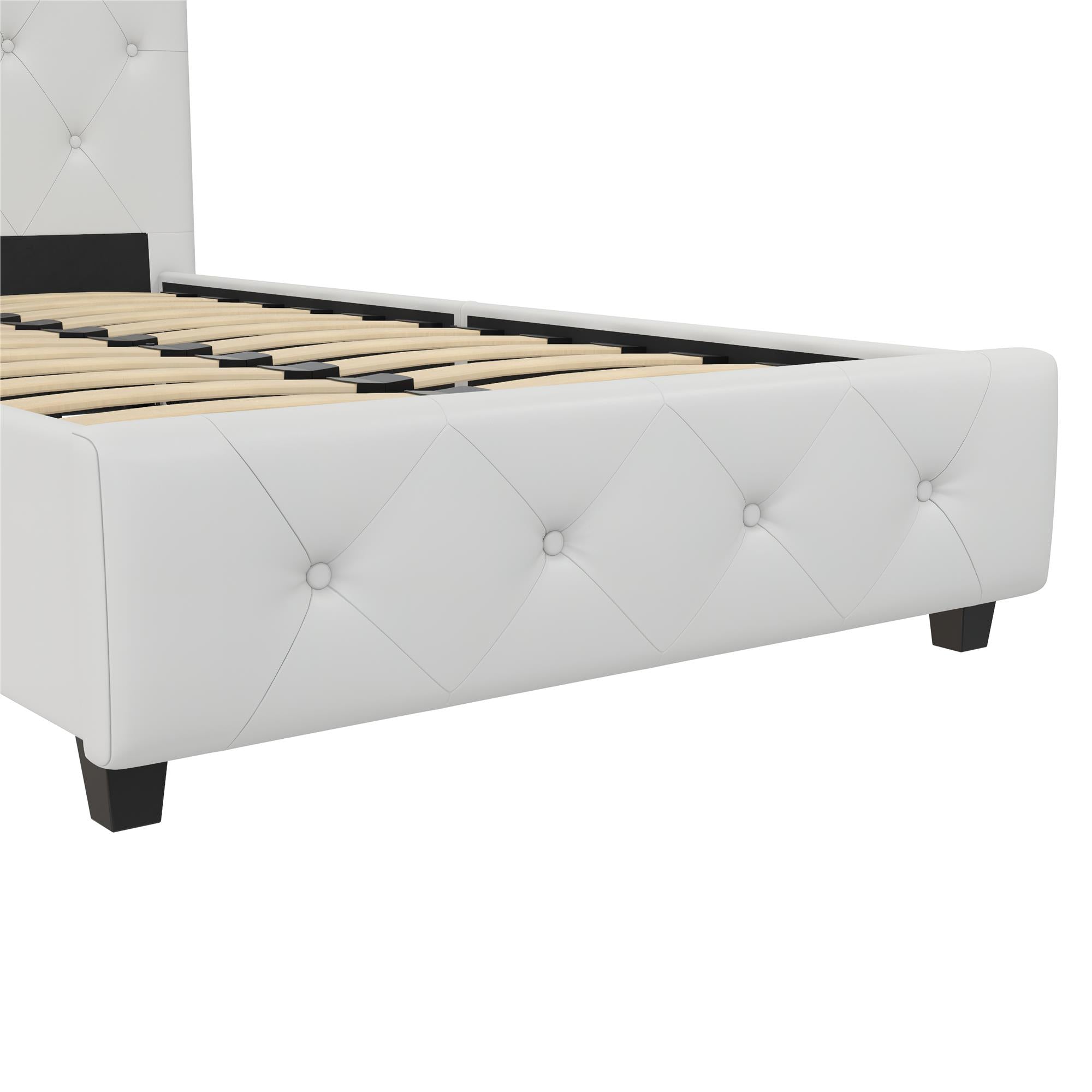 DHP Dakota Upholstered Bed Frame - White Faux leather - Twin