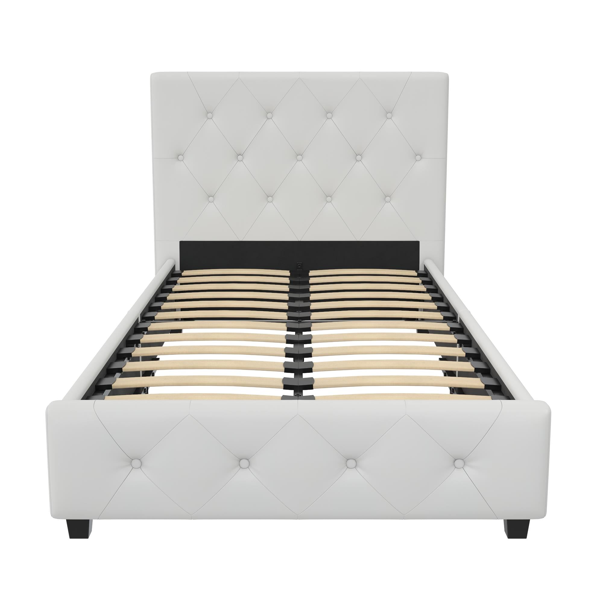 DHP Dakota Upholstered Bed Frame - White Faux leather - Twin