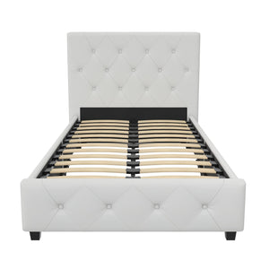 DHP Dakota Upholstered Bed Frame - White Faux leather - Twin